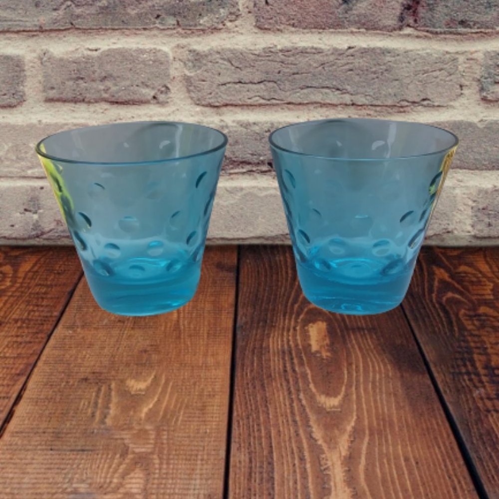 Vintage MCM Hazel Atlas Capri Blue Dot rocks glasses